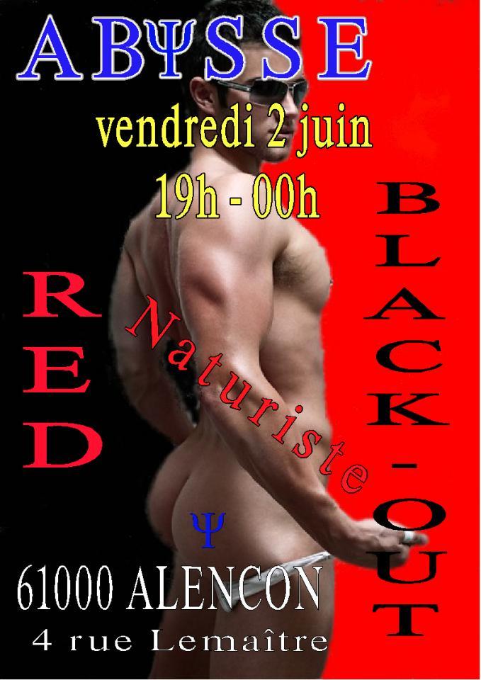 Naturist Red Black-out : Gay Sauna Club Abysse Alençon - Gay : Naturist Red Black-out - 2017-06-02T19:00:00 to 2017-06-02T23:59:00