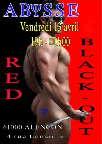 Sauna Club Abysse Alençon - Soirée gay : Red Black-out - 2018-04-13T19:00:00 - 2018-04-13T23:55:00